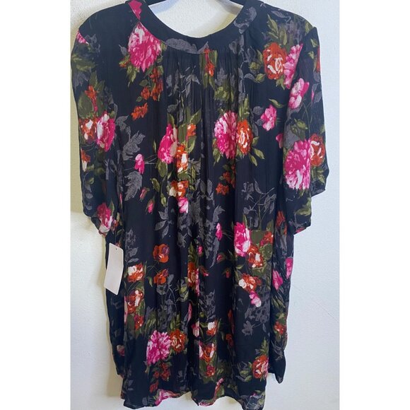 NEW ROAMANS Floral Tunic Semi Sheer Button Short Sleeve Blouse Top Plus 20W - Picture 3 of 4
